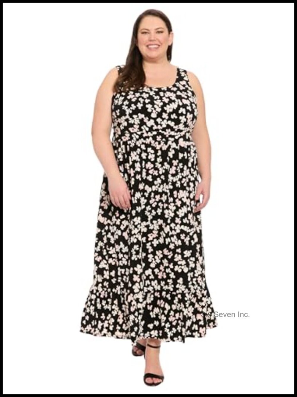 Floral Print Sleeveless Tiered Maxi Dress Empire Waist A-Line Plus Size Summer